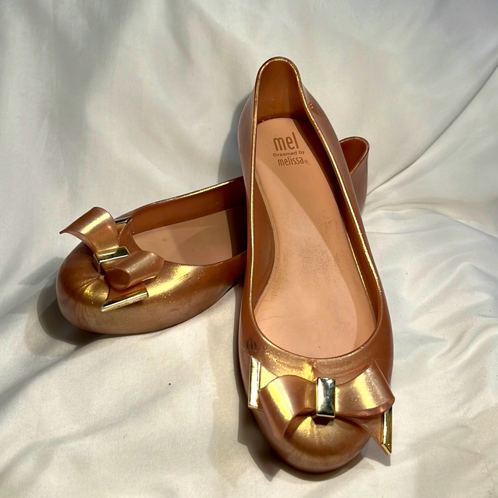 Melissa rose gold slip on flats